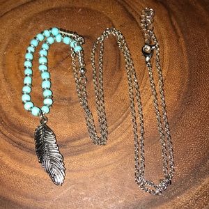 Feather Turquoise Necklace New